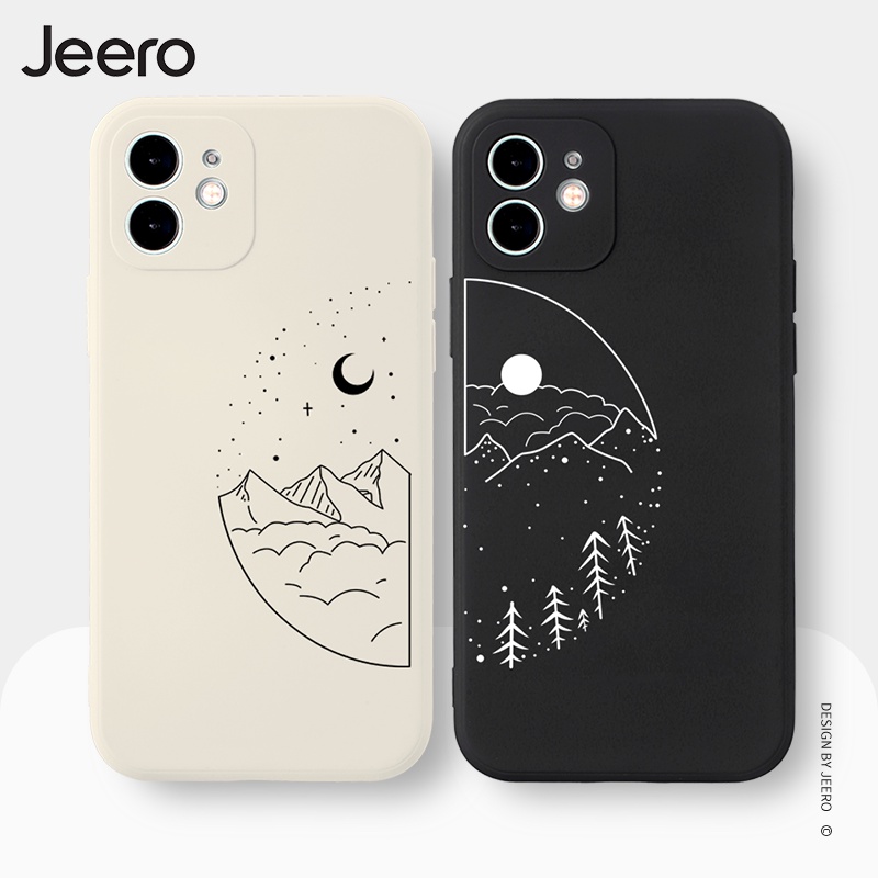 JEERO เคสคู่ เคสไอโฟน คู่รัก ขอบเหลี่ยมกันกระแทกซิลิโคนนุ่มการ์ตูนน่ารักตลก เคสโทรศัพท์ Compatible for iPhone 16 15 14 13 12 11 Pro Max SE 2020 X XR XS 8 7 Plus พลัส HFC131