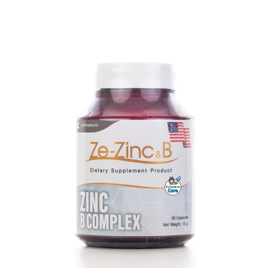 Exp.5/2026 (30 แคปซูล) Ze-Zinc & B Complex วิตามินซิงค์ และ วิตามินบี