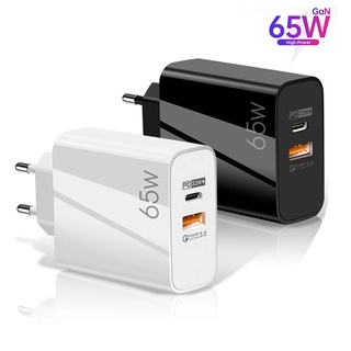 65w GaN PD Fasting Charger / 2 พอร์ต US / EU Plug Charger / แบบพกพา Universal Type c USB โทรศัพท์มือถือ Quick Charger / เข้ากันได้กับ iPhone Android Power Adapter