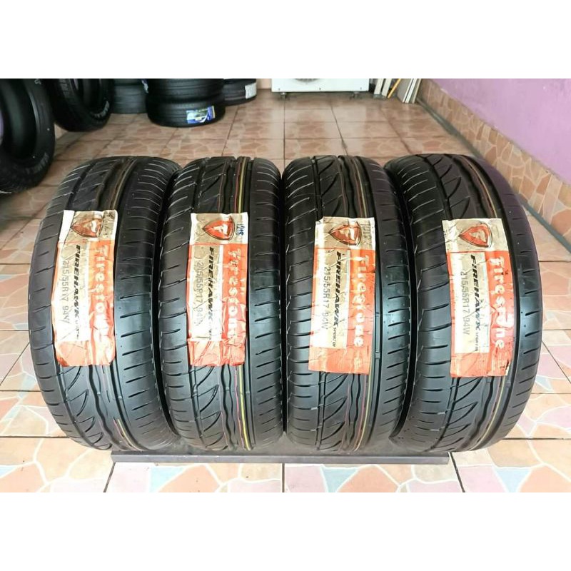 ยางใหม่ค้างปี 215/55R17 Firestone Firehawk Sport01 ผลิตปี 2018 พร้อมจุ๊บลมแปซิฟิก 4 ตัว  จัดส่งฟรีมี