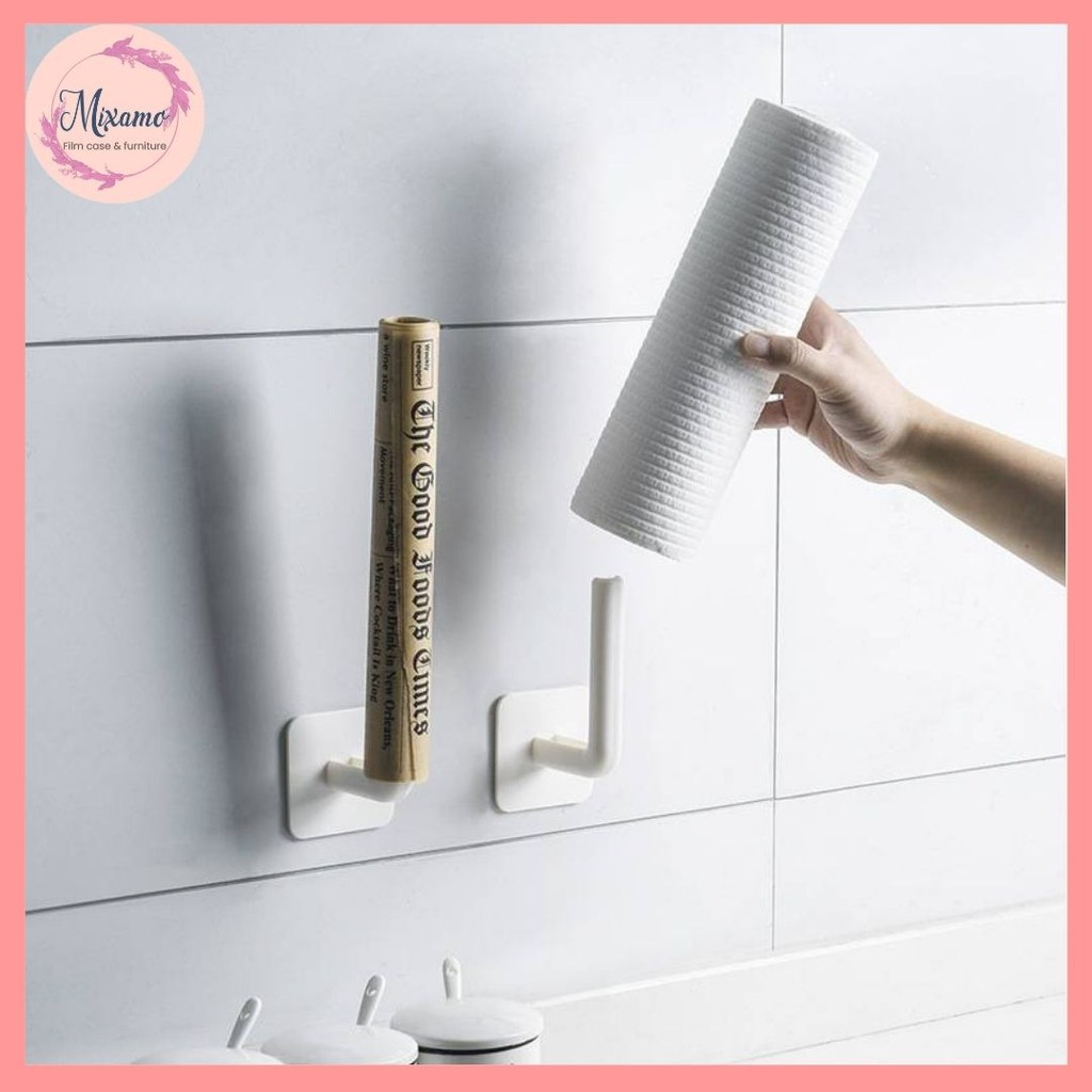 --MXM--🧻ที่แขวนกระดาษทิชชู่ หรือของใช้อื่นๆ แบบพลาสติก แขวนทิชชู่แกนสั้น แบบติดผนัง #B-0028