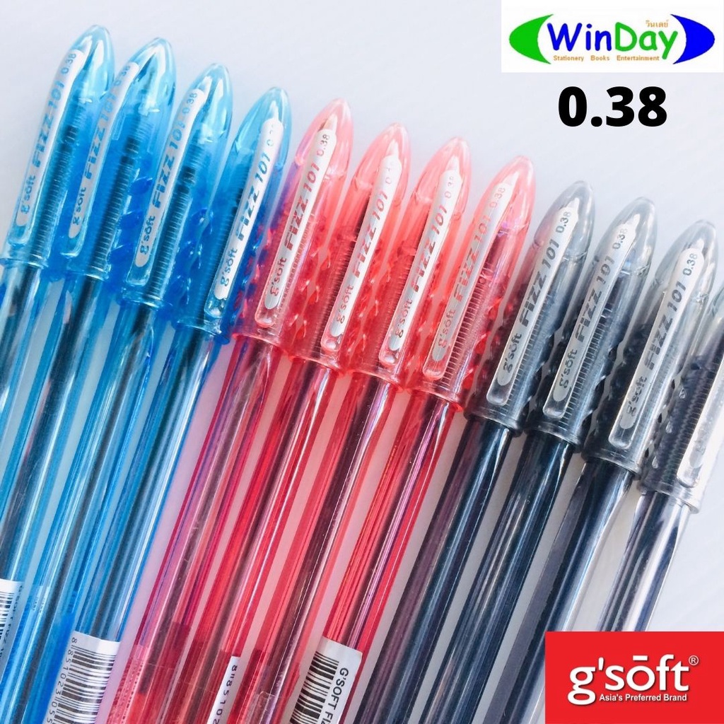 ปากกา g'soft ปากกาลูกลื่น g'soft Fizz 101 0.38 น้ำเงิน แดง ดำ