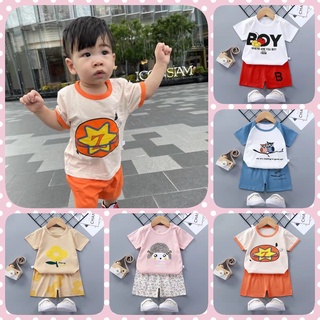 urtoys【ขายส่งทั้งร้าน】เสื้อผ้าเด็ก เซ็ต2ชิ้น เสื้อยืดคอกลม+กางเกงขาสั้น ชุดเด็กแขนสั้น เสื้อผ้าเด็กผู้ชาย เด็กผู้หญิง086