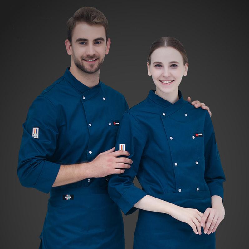 Chef Workwear Mens Long-Sleeved Autumn Winter Hotel Restaurant Kitchen ...