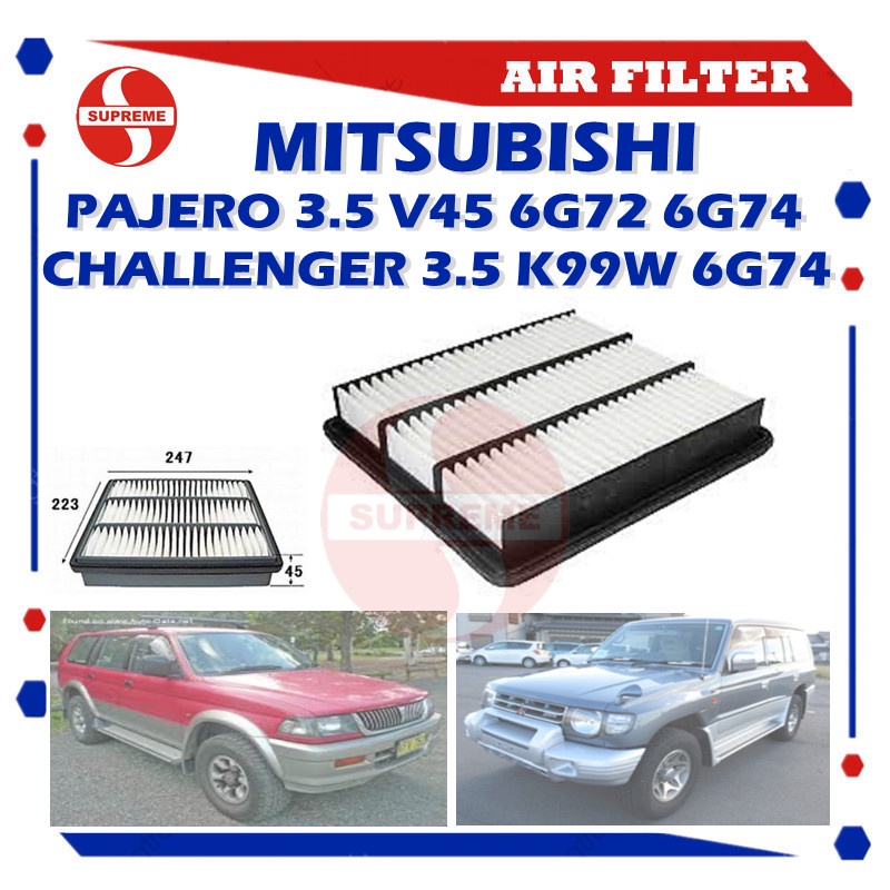 S2U 4X4 กรองอากาศ Mitsubishi Pajero 3.5 V45 6G72 6G74 Challenger 3.5 K99W MD620837 A-7631 Penapis An