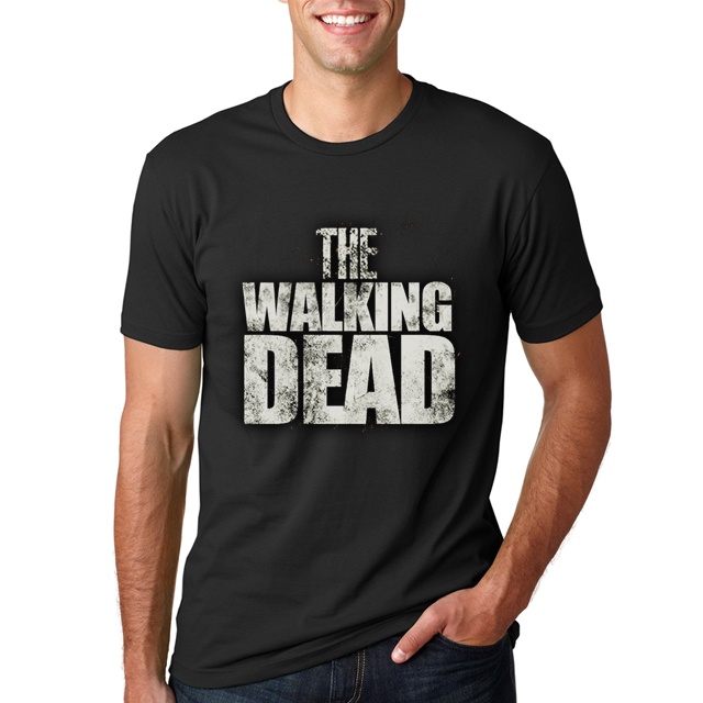 คอลูกเรือเสื้อยืดคอกลมเสื้อยืด พิมพ์ลาย The Walking Deadผ้าฝ้ายแท้