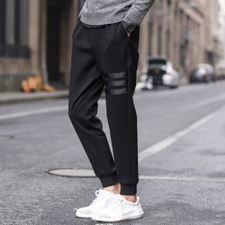 ใส่ MANFVYDO ลด50% ELAND_SHOPกางเกงขายาวลำลอง กางเกงผู้ชาย แฟชั่นสำหรับผู้ชาย (สีดำ)รุ่น F