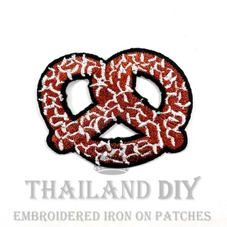 ตัวรีดติดเสื้อ งานปัก ลาย ขนมปัง เพรทเซล การ์ตูน ขนม น่ารัก Pretzel Food Patch WOP DIY ตัวรีด อาร์มติดเสื้อ เด็ก กางเกง