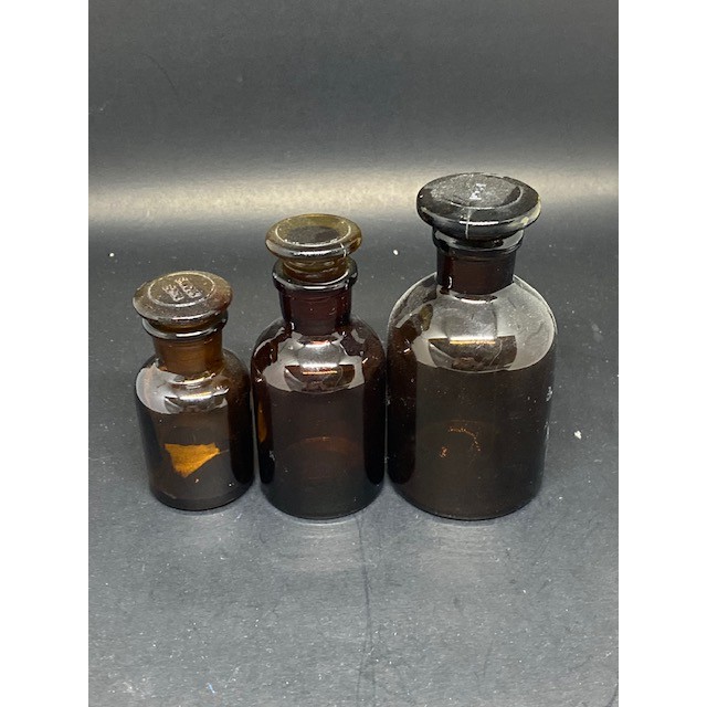 ขวดใส่สาร สีชาปากแคบจุกแก้ว Reagent bottle ขวดแก้ว 30ml