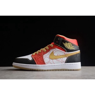 Air Jordan 1 Mid XQ สีขาว/ทอง Dust-Sport แดง-ดำ DV0576-176