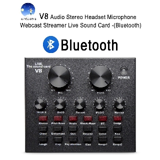 V8 Audio Stereo Headset Microphone Webcast Streamer Live Sound Card(Bluetooth)V8 BT USBเสียงชุดหูฟังไมโครโฟน Webcast