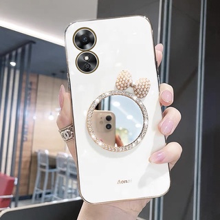 พร้อมส่ง เคสโทรศัพท์มือถือ กันกระแทก ปิดด้านหลัง ประดับโบว์ กลิตเตอร์น่ารัก สําหรับ OPPO A38 4G 5G OPPOA38