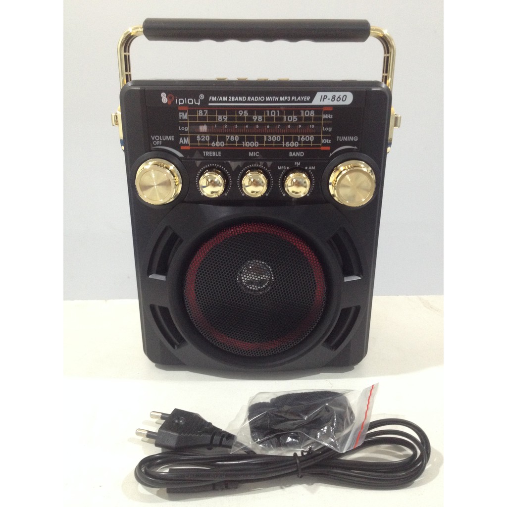 เครื่องรับสัญญาณ วิทยุ AM FM USB micro SD card TF i play ip-860 AUX input output MIC output BLUETOOT