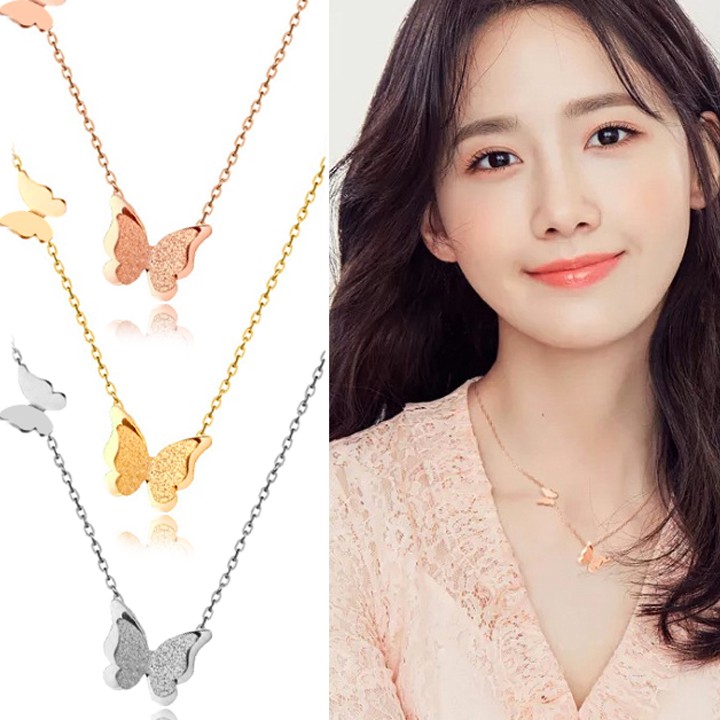 สร้อยคอไทเทเนียมผีเสื้อพ่นทราย เวอร์ชั่น3 WDC528 ไม่ดํา ไม่ขึ้นสนิม
