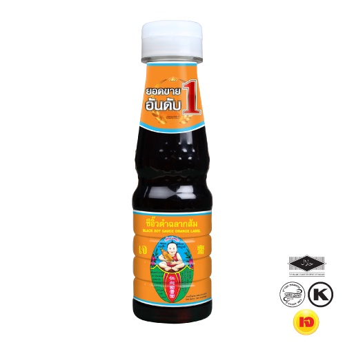 ตราเด็กสมบูรณ์ ซีอิ๊วดำฉลากส้ม 190 กรัม / Deksomboon Brand Black Soy Sauce 190g.