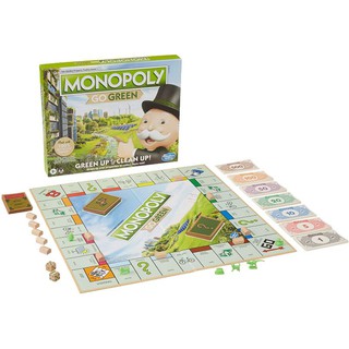 Monopoly Go Green Edition Board Game Made with 100% Recycled Paper Parts and Plant-Based Plastic Tokens บอร์ดเกม 