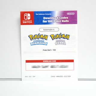 Nintendo Switch Digital Download Code for 100 Poké Balls Redeemable โค้ดดาวน์โหลด เพิ่มโปเกบอลในเกม
