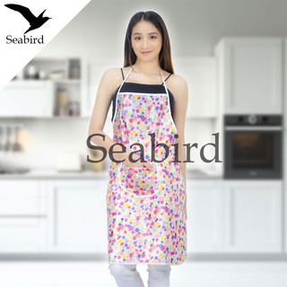 Seabird ผ้ากันเปื้อน ชุดผ้ากันเปื้อน ผ้ากันเปื้อนในครัว ผ้ากันเปื้อนสีสดใส ผ้ากันเปื้อนสีน้ำเงิน ผ้ากันเปื้อนลายดอกไม้