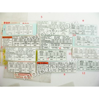 【 แท้  】 ซูซูกิ สติกเกอร์ คำเตือน ยางลม เบส สแมช โชกัน GD110 A100 K125 RC100 SUZUKI แกมม่า อากิร่า แต่งรถ เวฟ PCX ฮอนด้า