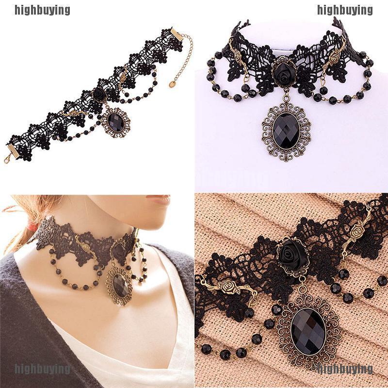 ทักแชทมา เพื่อรับโค้ดนะจ้ะ Lolita Gothic  Choker Collar สร้อยคอ Beads Chain