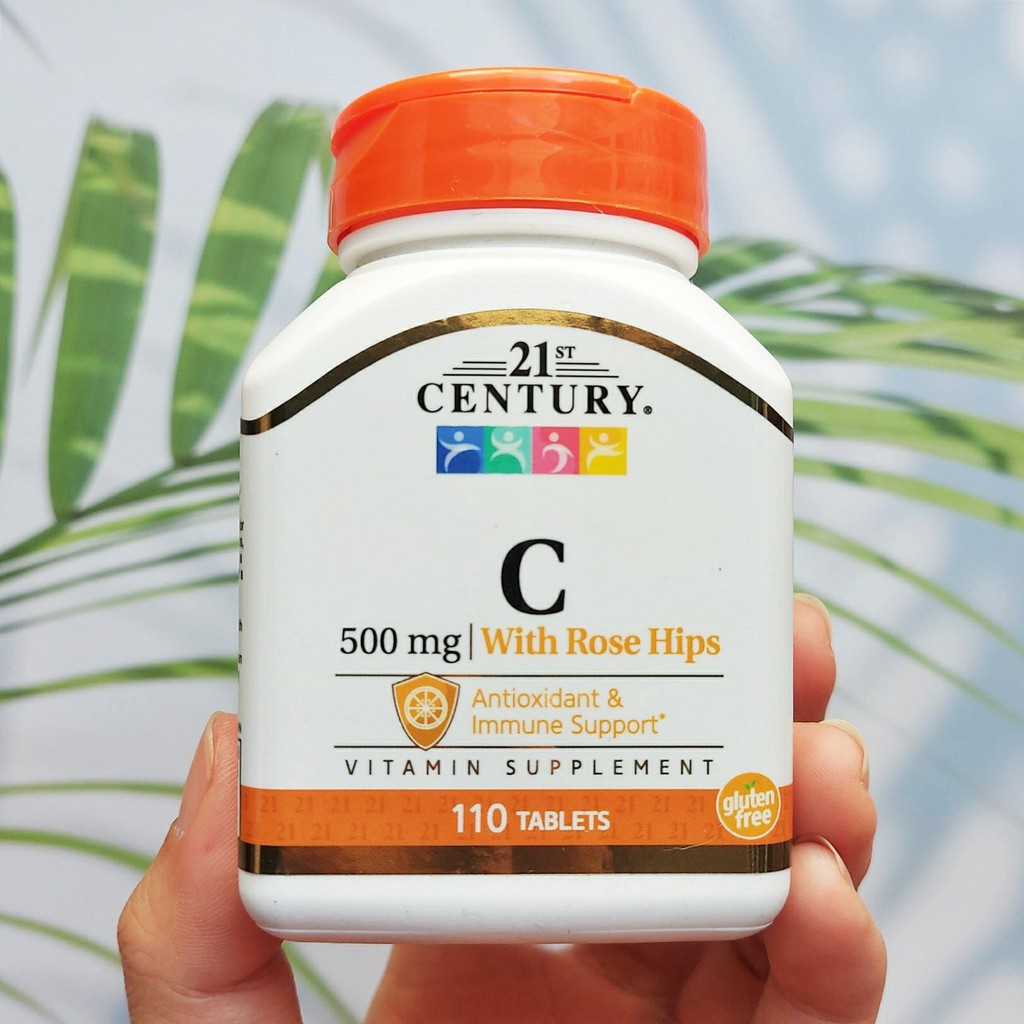 วิตามินซี ผสมโรสฮิป Vitamin C with Rose Hips 500 mg 110 Tablets (21st Century®)