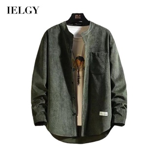 Ielgy เสื้อเชิ้ตแขนยาว ผ้าลูกฟูก ขนาดใหญ่ ลําลอง แฟชั่นสําหรับผู้ชาย