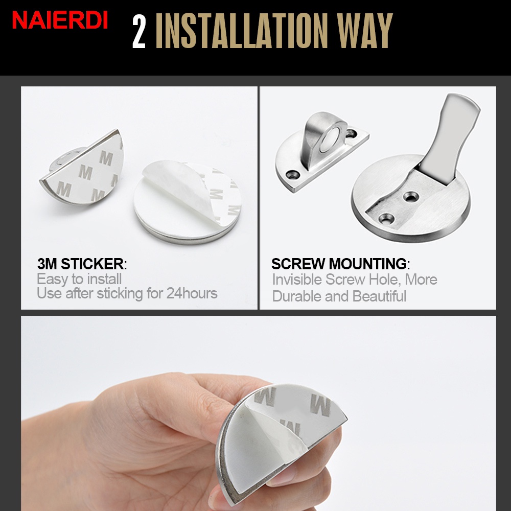 Naierdi กันชนประตู สเตนเลส 304 แม่เหล็ก กันชนประตูซ่อน จับพื้น ไม่ใช้ตะปู หยุดประตู เฟอร์นิเจอร์ ฮาร์ดแวร์ - รูปที่ 6