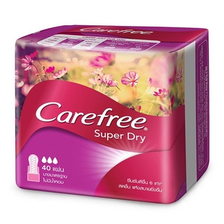 carefree แคร์ฟรี แผ่นอนามัยซุปเปอร์ ดราย ไม่มีน้ำหอม 40ชิ้น (8850007331599)