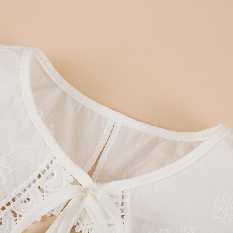 ✿ ปกเสื้อปลอม ปักลายดอกไม้ ลูกไม้ สีขาว สไตล์ญี่ปุ่น สําหรับผู้หญิง นักเรียน