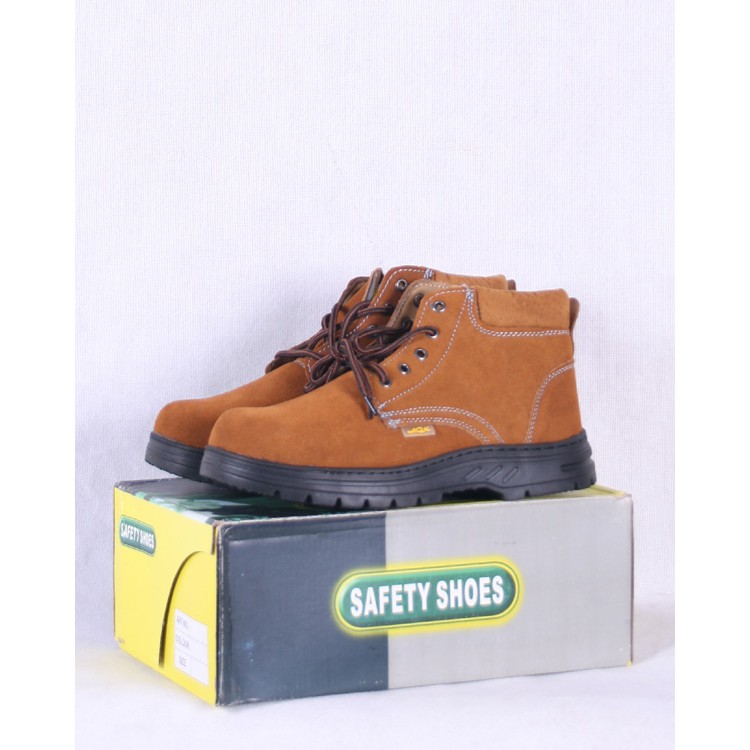 รองเท้าเซฟตี้ หนังกลับ หุ้มข้อ  #031 หัวเหล็ก พื้นเสริมแผ่นเหล็ก safety shoes