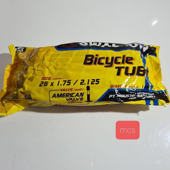 ยางในจักรยาน 26x1.75/2.125 AV 48 (คอปยาว) นกนางแอ่น