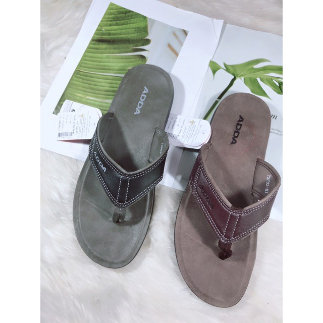 ADDA MENS SLIPPERS WITH LEATHER STRAPS, MOLDED SOLES, THAILAND GOODS