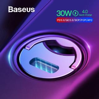 Baseus 30W Mini USB Car Charger PD 3.0 Fast Charging For iPhone 12 11 Pro XS Max Android Type C Quick Charge 4.0 SCP AFC