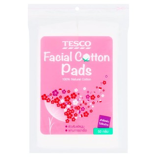 เทสโก้ เฟเซียล ลำสีแผ่นไม่รีดข้าง 50กรัม สำลี Tesco Facial Cotton Pads 50g อุปกรณ์เพื่อสุขภาพ ความงาม ผลิตภัณฑ์เพื่อสุขภ