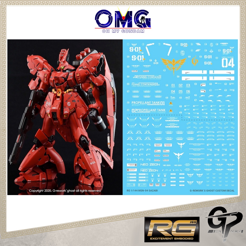 G-Rework RG MSN-04 Sazabi Water Decal CD-RG29 G Rework RG Sazabi Gundam Decal สติกเกอร์น้ํา MSN04 Sa