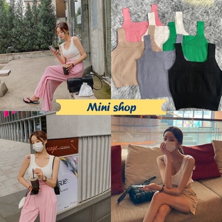 Mini shop🌸พร้อมส่ง🌸 (88906)  เสื้อกล้ามไหมพรม คอวี ผ้านิ่มใส่สบายมีสีหลากหลายสี