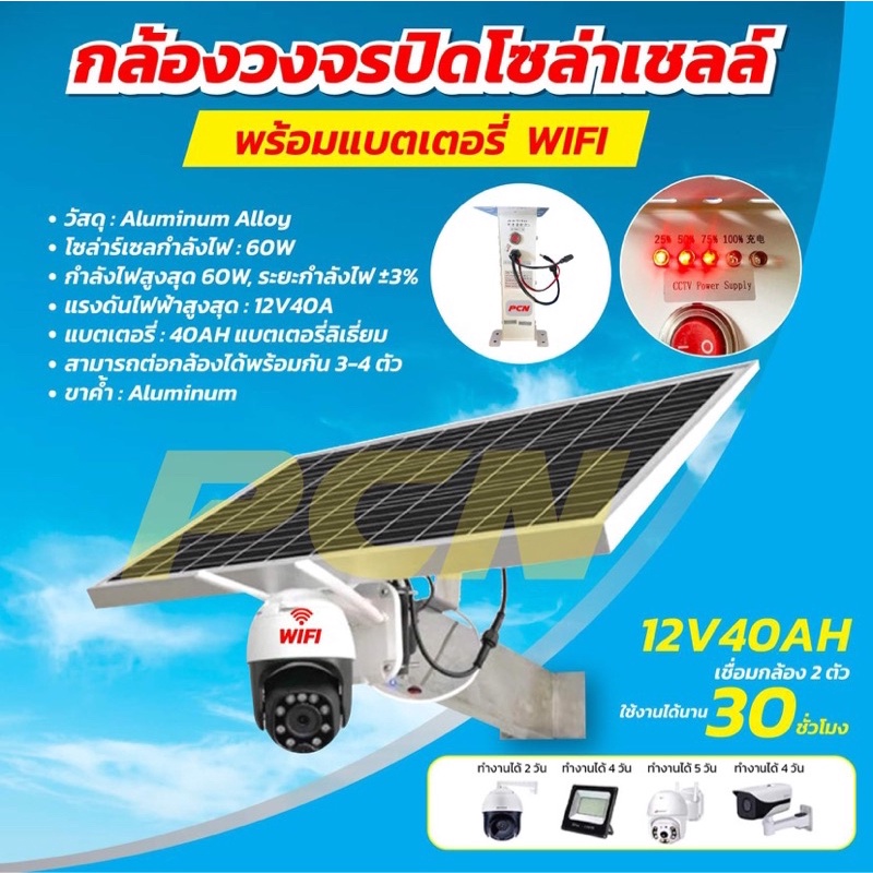 กล้องวงจรปิดไร้สายWiFi ใช้ไฟโซลาร์เซลล์