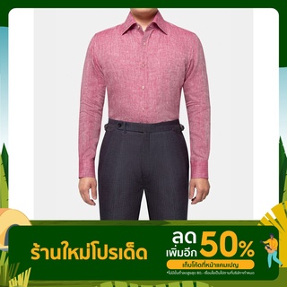 Linen Red Spread Collar Shirt – เสื้อเชิ้ตลินินสีเเดง