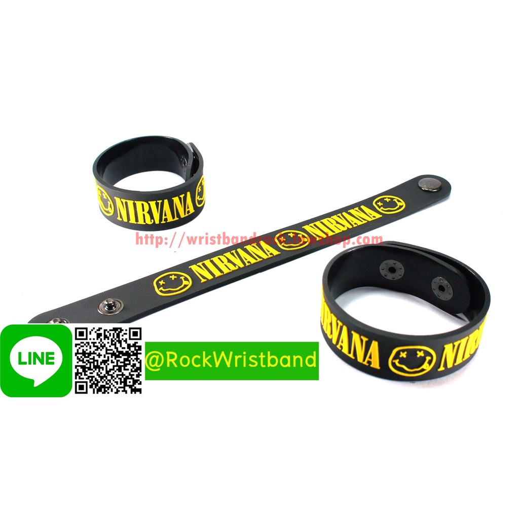 NIRVANA ขายริสแบนด์ เนอร์วานา NIR100NA Wristband กำไลข้อมือวงร็อค