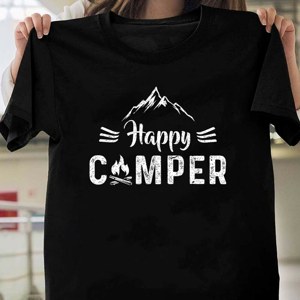 ตลก Happy Camper TShirt Camping Lovers Men TShirt