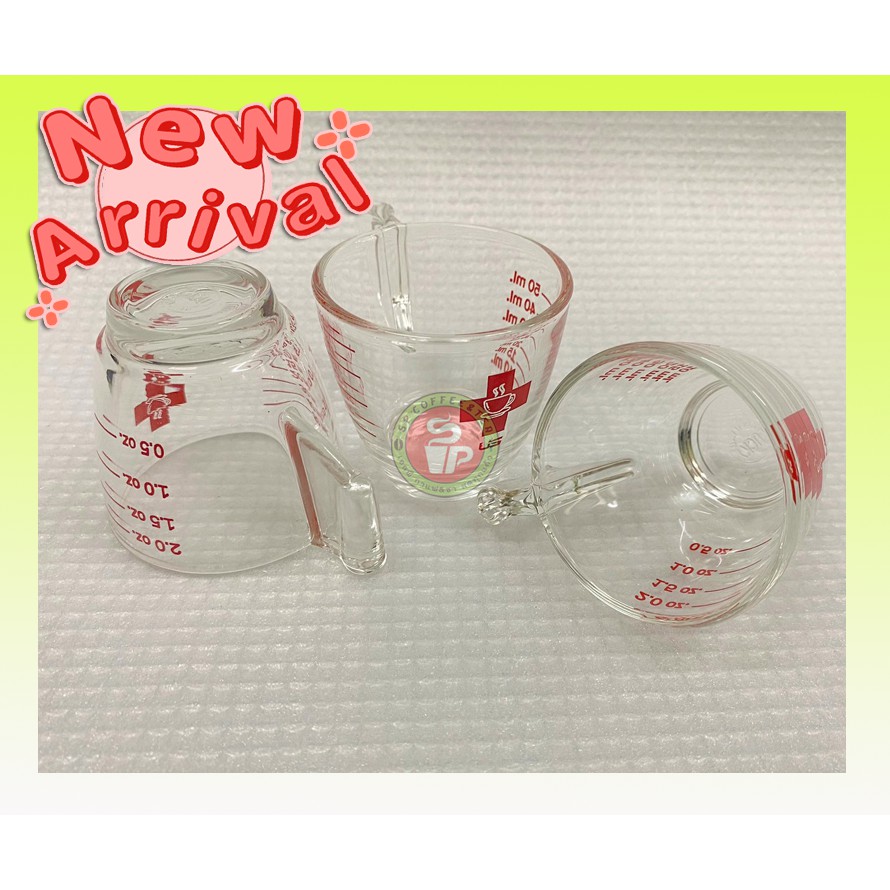 (มีหู)แก้วตวง 2 ออนซ์60 ml สเกลตรง (มีหู) 1ใบ