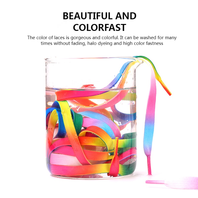 ใหม่ เชือกผูกรองเท้าผ้าใบลําลอง ส้นแบน พิมพ์ลายสีรุ้ง ไล่โทนสี สําหรับทุกเพศทุกวัย