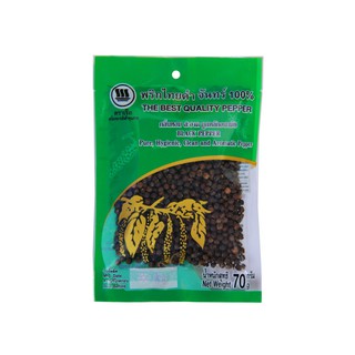 พริกไทยเม็ดดำจันทร์ เครื่องเทศ 100 % ตราเรือ Black Pepper Whole 70 g