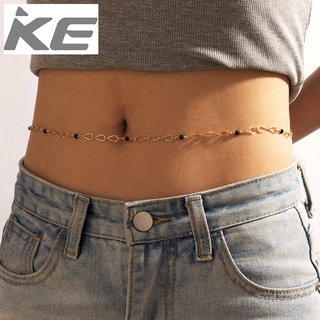 Creative black rice bead single-waist chain sweet and cool geometric drop-shaped chain body ch