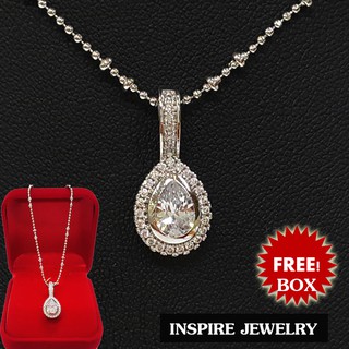 Inspire Jewelry ชุดเซ็ทสร้อยคอตามแบบ พร้อมจี้ฝังเพชรรูปหยดน้ำล้อมเพชร เพชรCZ