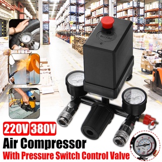 วาล์วควบคุมปั๊มอากาศ 240V 380V AC 7.25-125 PSI พร้อมเกจ