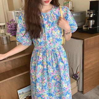 พร้อมส่ง 💙 flora bubble dress C1251 มินิเดรสลายดอก มินิเดรสแขนตุ๊กตา
