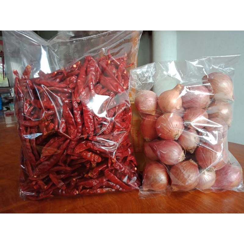 พริกแห้งอินเดีย.เด็ดก้าน.สีแดงสวย.เผ็ดจี๊ดสะใจ300กรัม-70บาท+หอมแขกหัวแน่นๆ-500กรัม-36บาท ราคารวม106บ