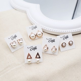 WFH ต่างหู stud earrings in rose gold with pearl มุกเล็ก เรียบหรู