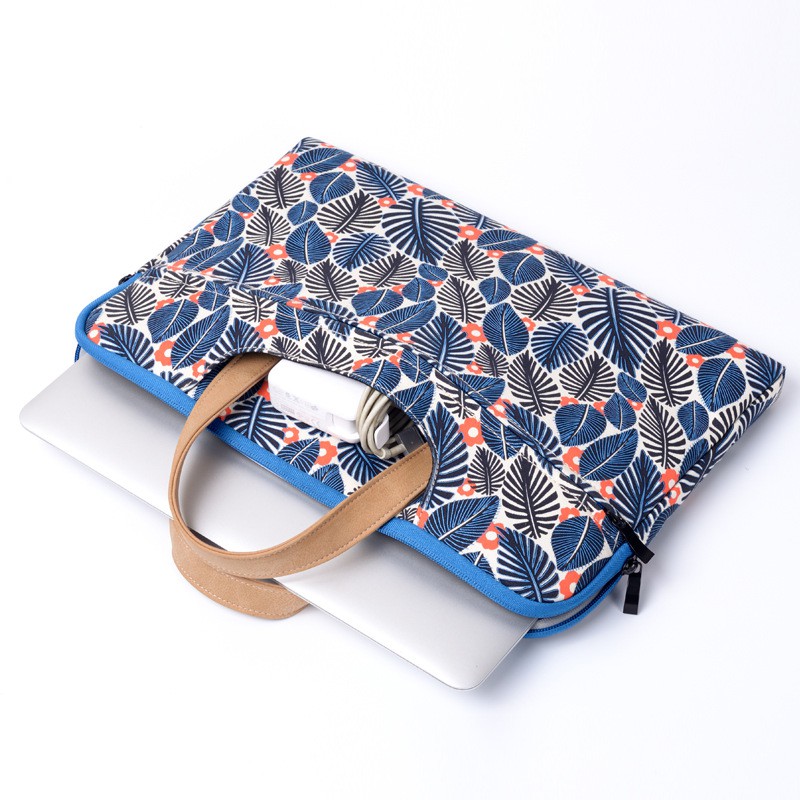 new15 Inch Canvas Laptop Sleeve with Handle Zipper Pocket Notebook ...
